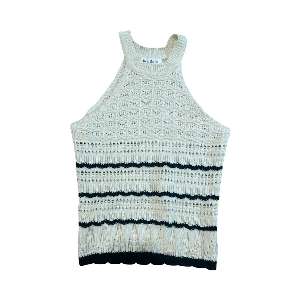 Heartloom Cream and Black Knit Tank Top